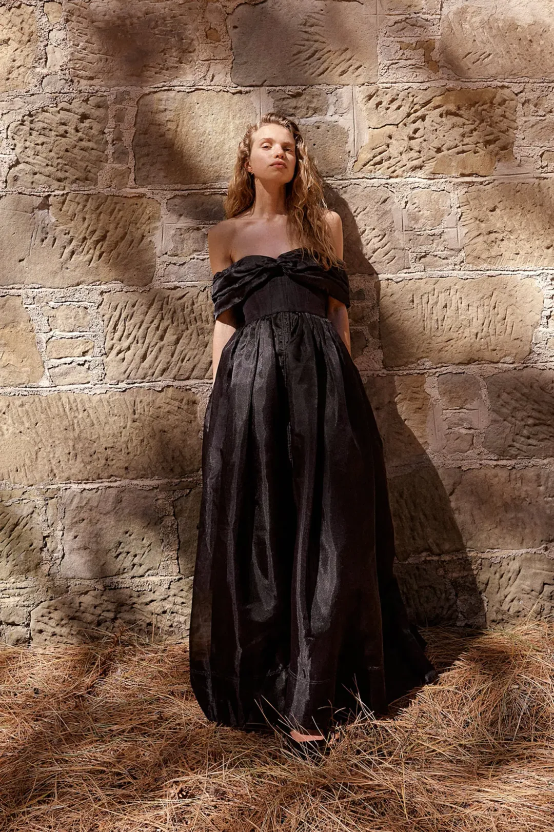 Aje Cordelia Corseted Maxi Dress size 16 black for rent on The Volte - main image
