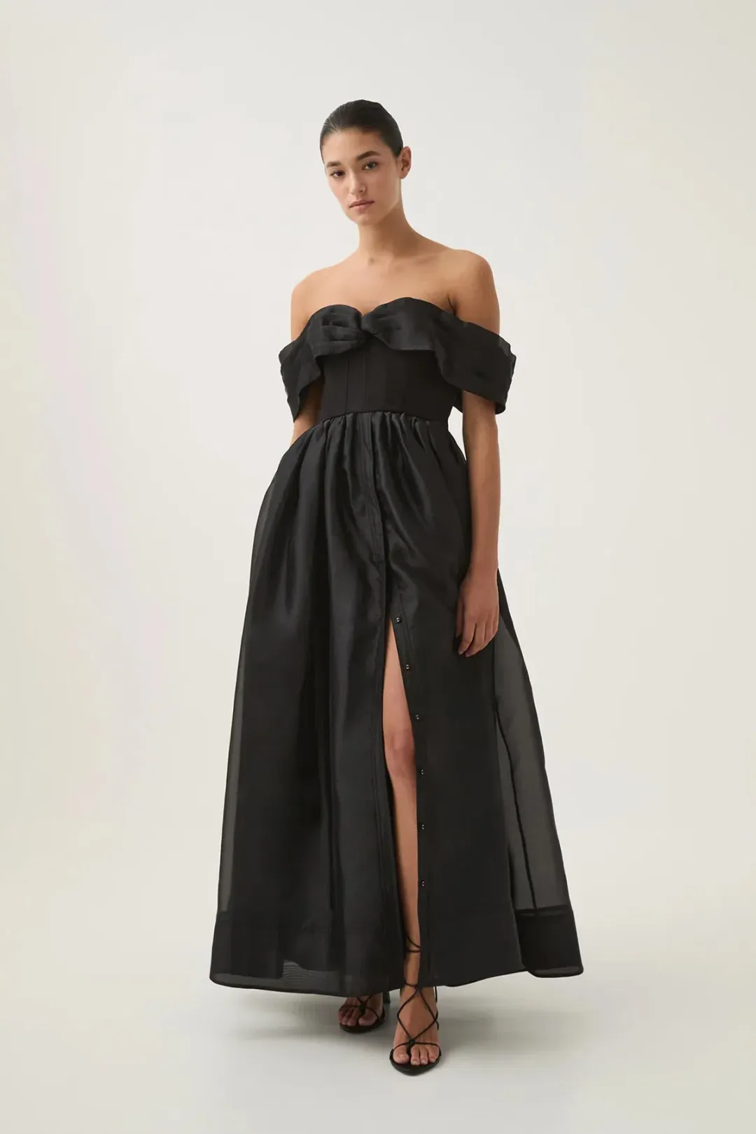 Aje Cordelia Corseted Maxi Dress size 16 black for rent on The Volte - main image