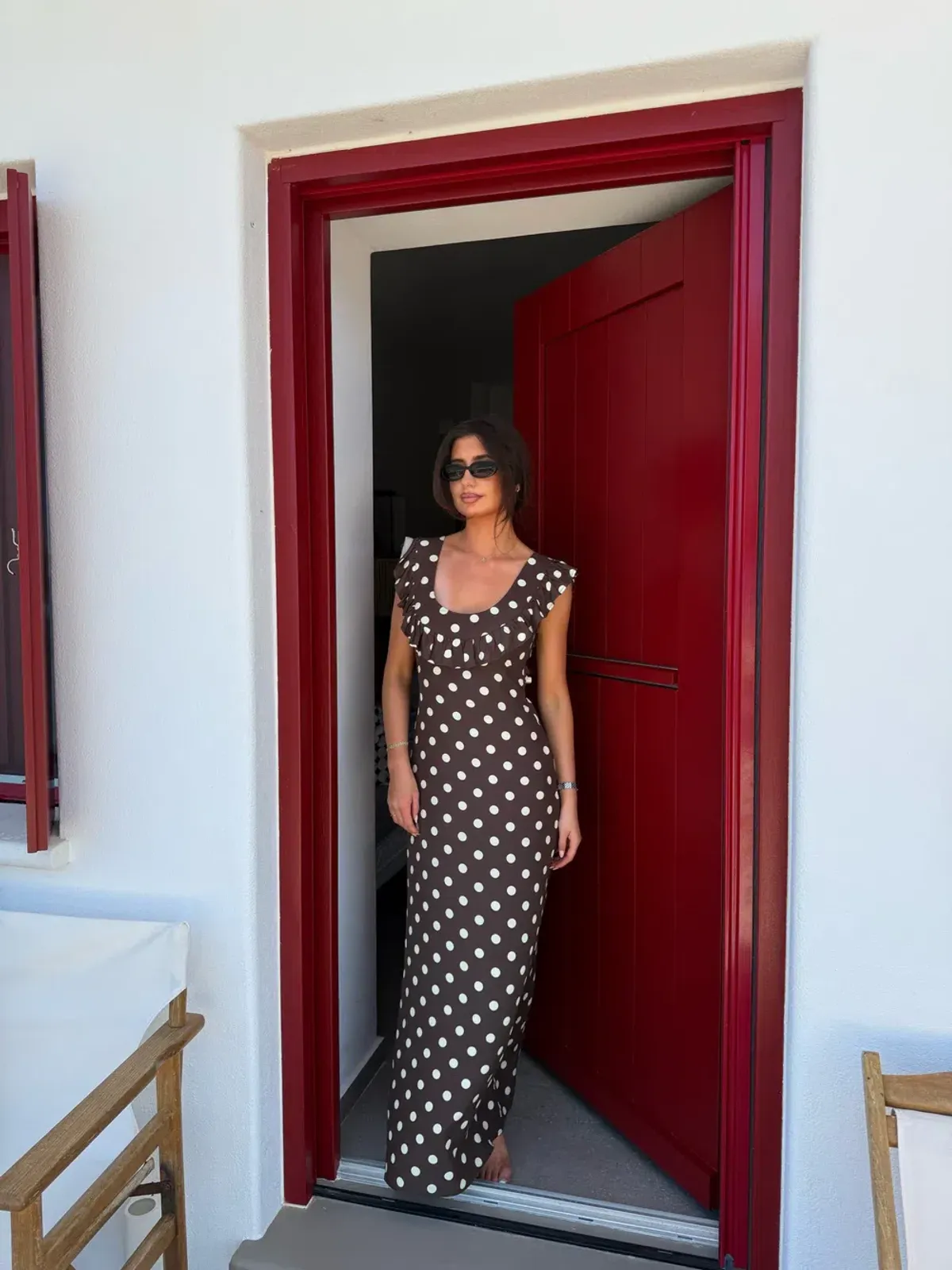 Design by Si Luna dress with polka dots in brown / yellow size XS/S - Image 5