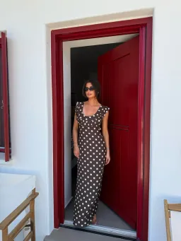 Design by Si Luna dress with polka dots in brown / yellow size XS/S for rent on The Volte - image 5