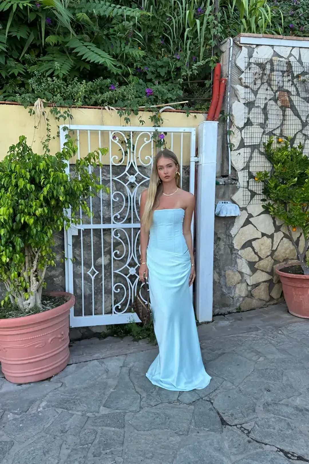 HNTR The Label Huxley Maxi Gown Aqua Size M / AU 10 for rent on The Volte - main image