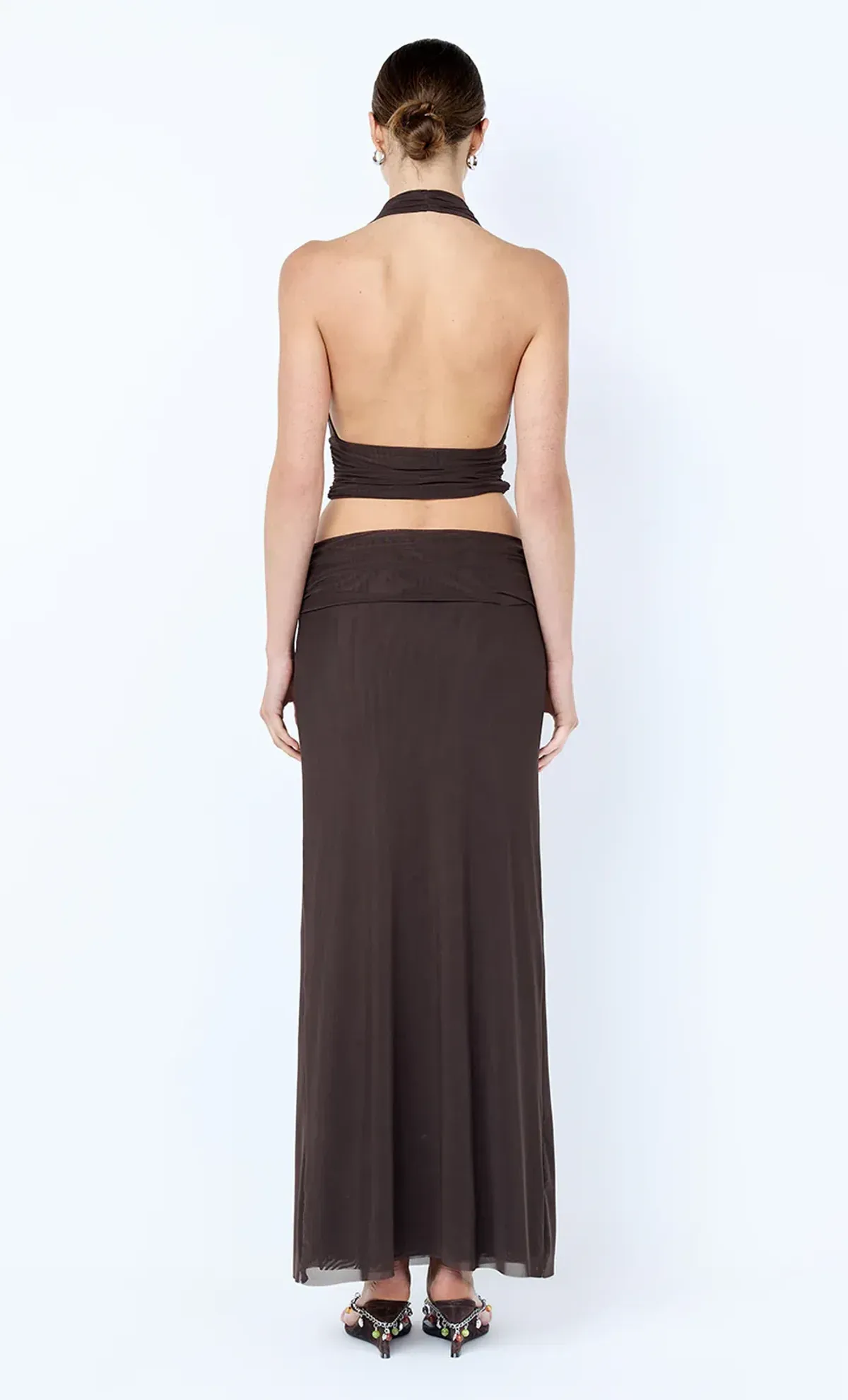 Bec and Bridge Brown Eva Drape Skirt and Top Set - Image 2