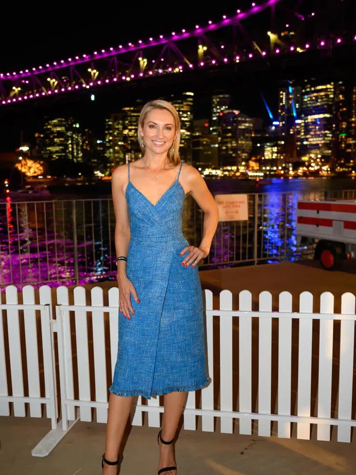 Scanlan Theodore Tweed Midi Dress In Blue | Size AU 8 - Image 3