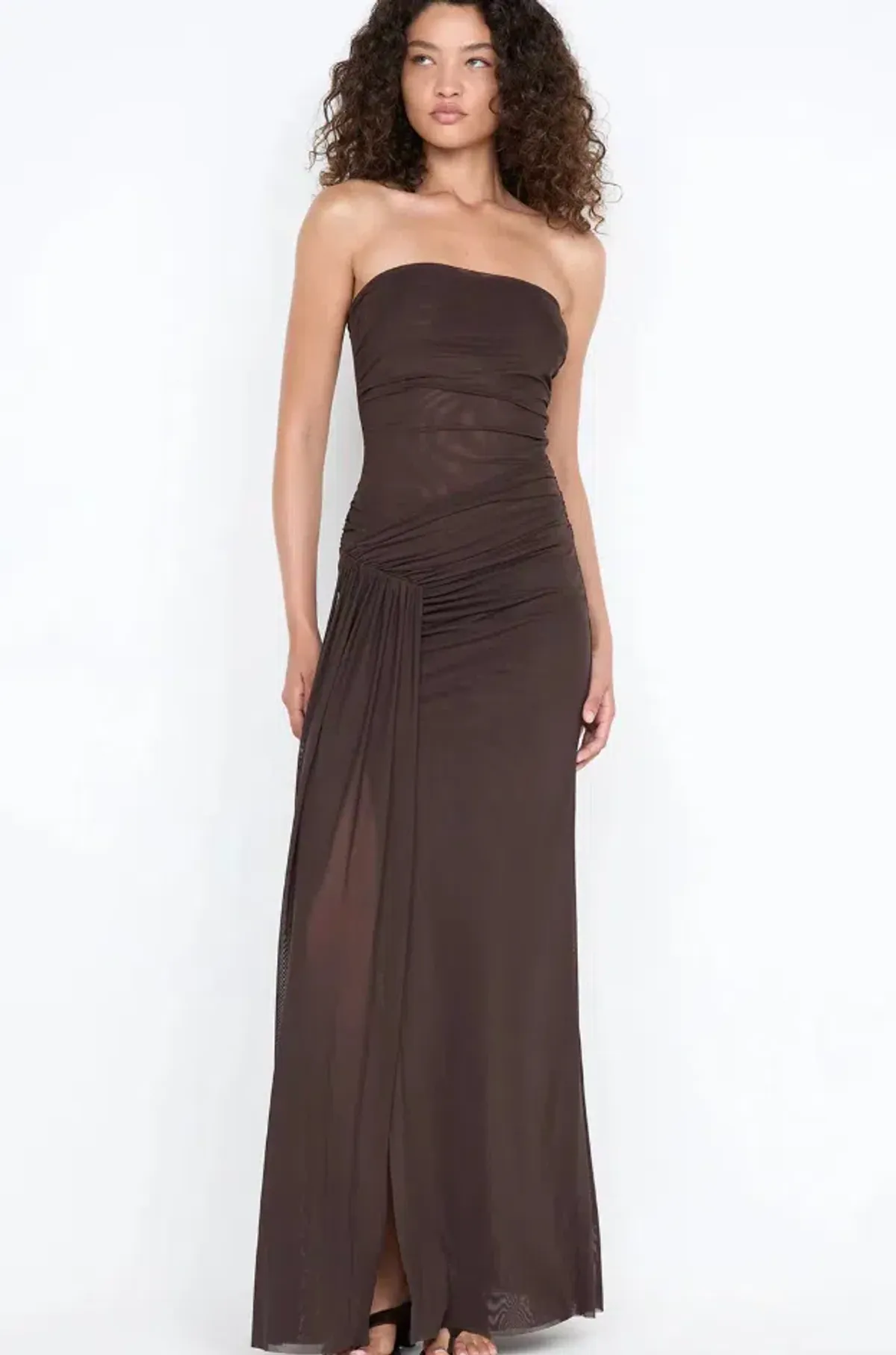 IDA STRAPLESS DRESS | DARK CHOCOLATE - SIZE 6 - Image 2