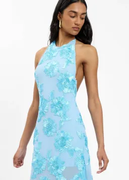With Harper Lu Embellished Backless Maxi Dress in Blue Size M for rent on The Volte - image 2