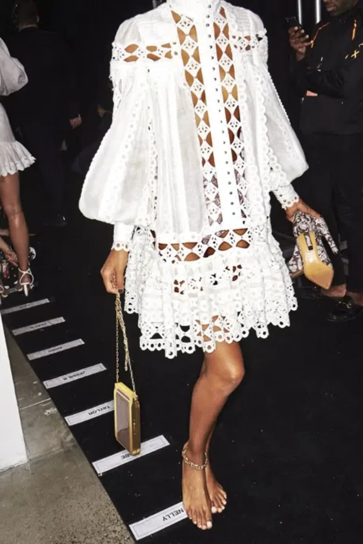 Zimmermann Moncur Studded Smock Lace Broderie Anglaise Mini Dress - Image 1