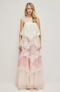 Aje Ophelia Lace Gown Pink 6 for rent on The Volte - image 1