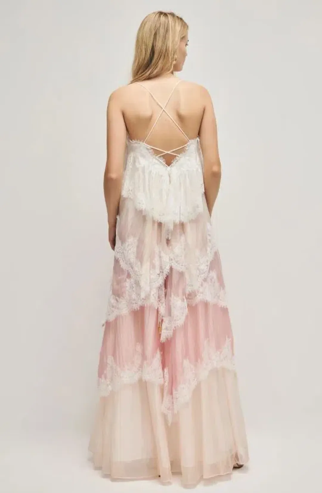 Aje Ophelia Lace Gown Pink 8 for rent on The Volte - main image
