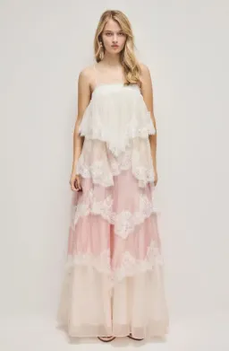 Aje Ophelia Lace Gown Pink 10 for rent on The Volte - image 1