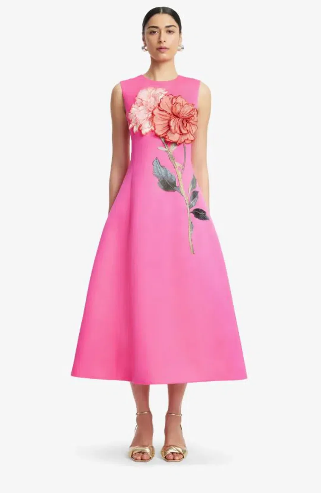 Leo Lin Cleo Applique Sleeveless Midi Fuchsia 16 for rent on The Volte - main image