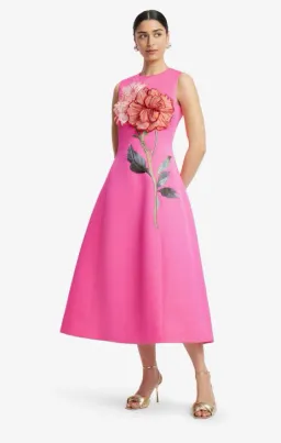 Leo Lin Cleo Applique Sleeveless Midi Fuchsia 16 for rent on The Volte - image 3