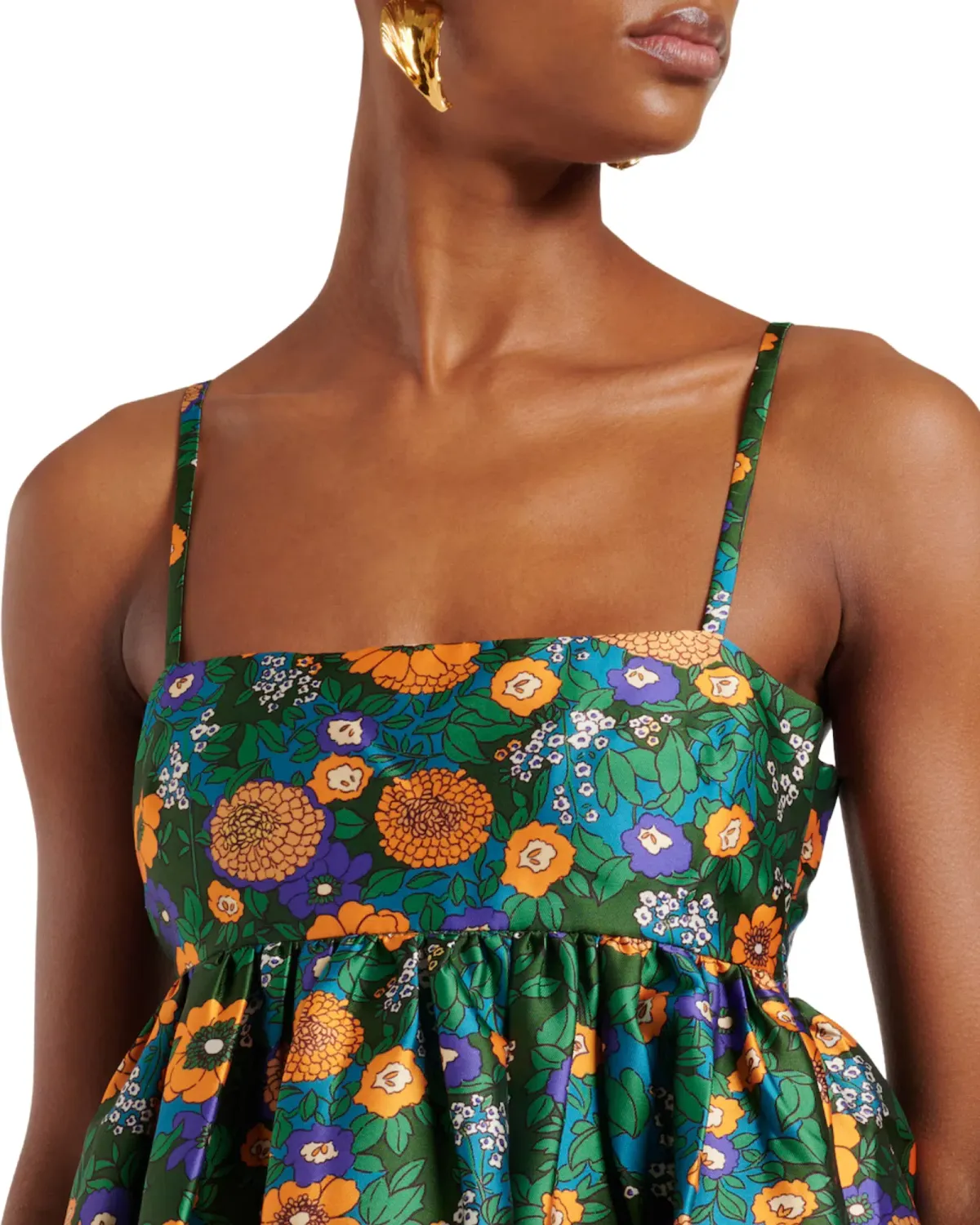 Alemais Carmine Printed Open Back Midi Dress Green Floral Multi Size 10 - Image 3