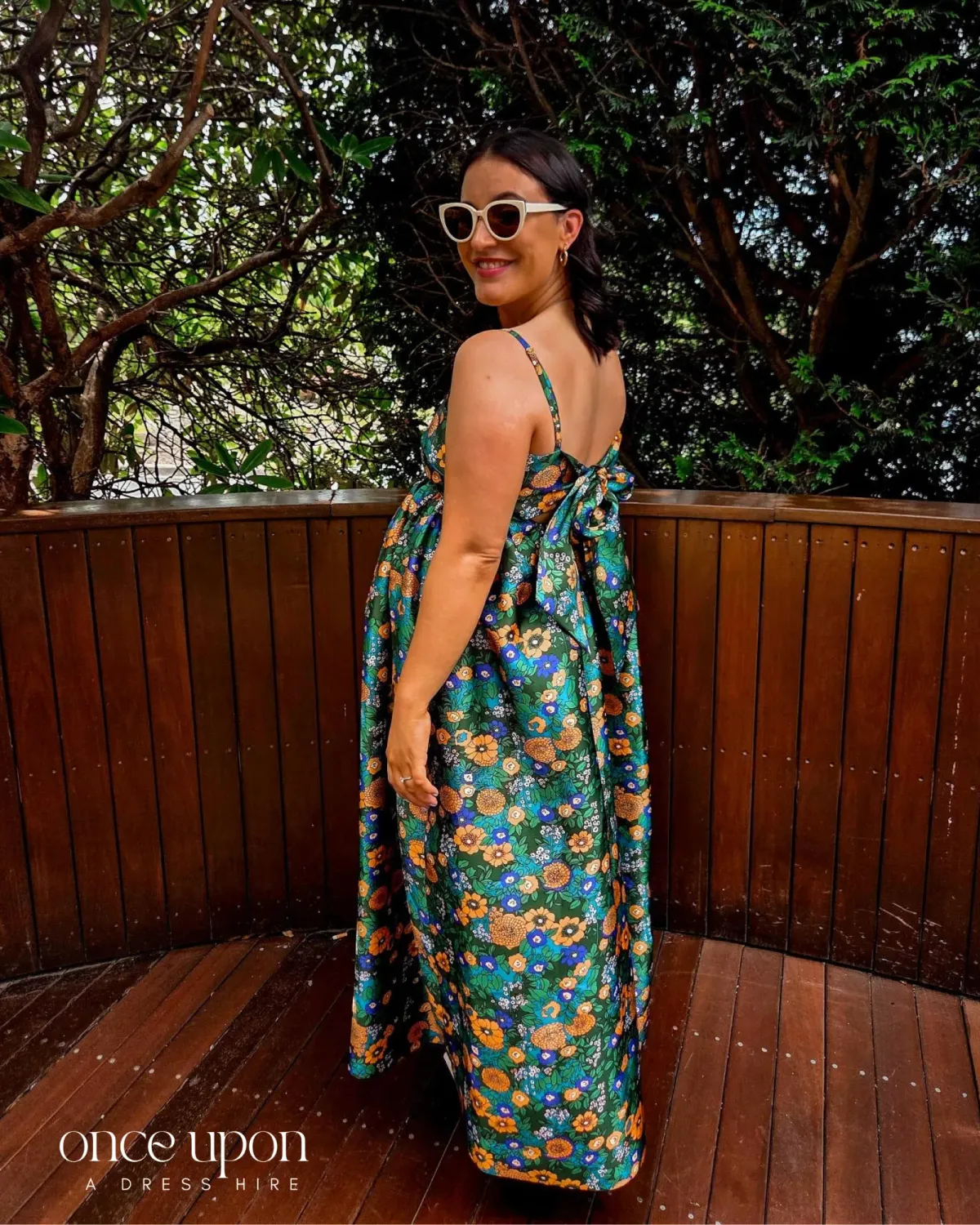 Alemais Carmine Printed Open Back Midi Dress Green Floral Multi Size 10 - Image 2