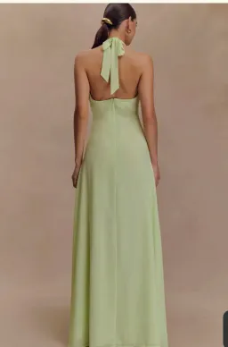 MESHKI Chiffon Halter Maxi Dress - Pastel Green for rent on The Volte - image 2
