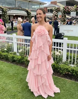 Aje Pandorea Layered Maxi Dress Pastel Pink Size 10 for rent on The Volte - image 1
