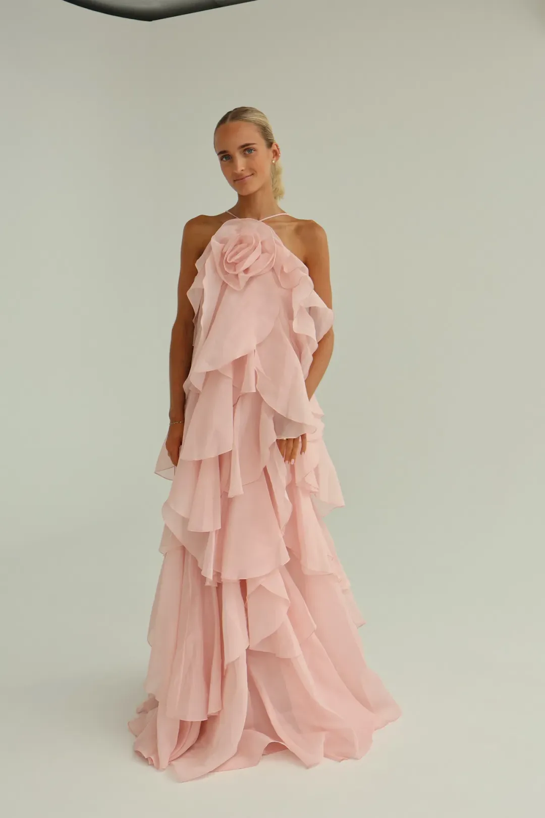 Aje Pandorea Layered Maxi Dress Pastel Pink Size 10 for rent on The Volte - main image
