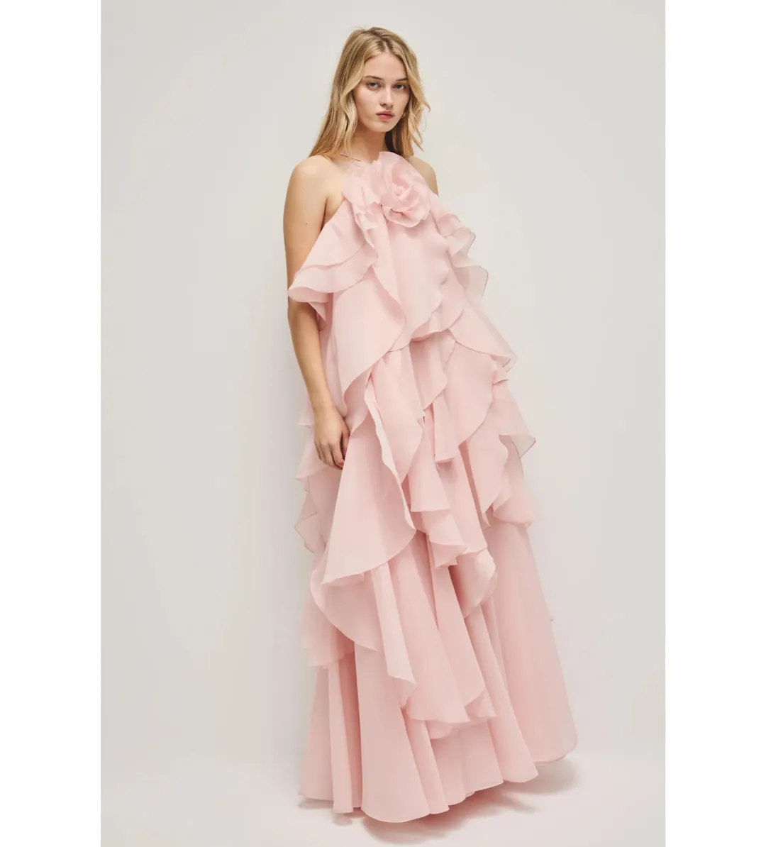 Aje Pandorea Layered Maxi Dress Pastel Pink Size 10 for rent on The Volte - main image