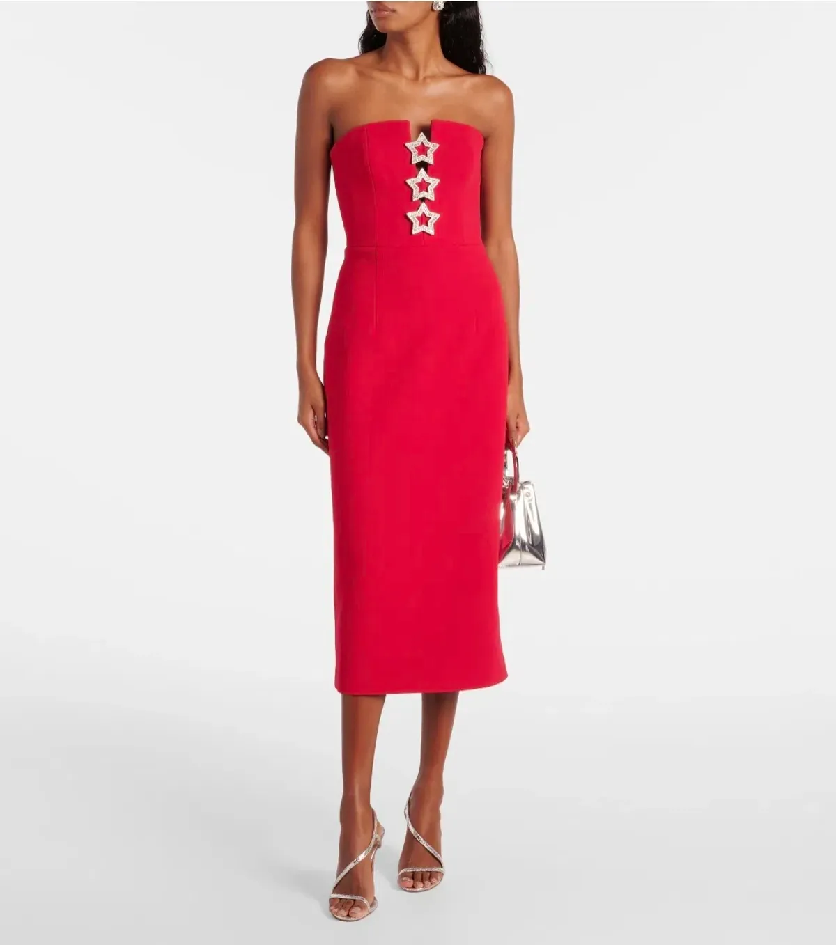 Rebecca Vallance Akari Strapless Midi Dress Red Size 8 for rent on The Volte - main image