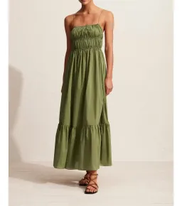 MATTEAU SHIRRED CAMI DRESS GREEN SIZE 8 for rent on The Volte - image 1