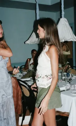 Bec and Bridge Camelia Racer Top and Camelia Mini Skirt Set in Cream Olive Green Gardenia Size 6 XS for rent on The Volte - image 3