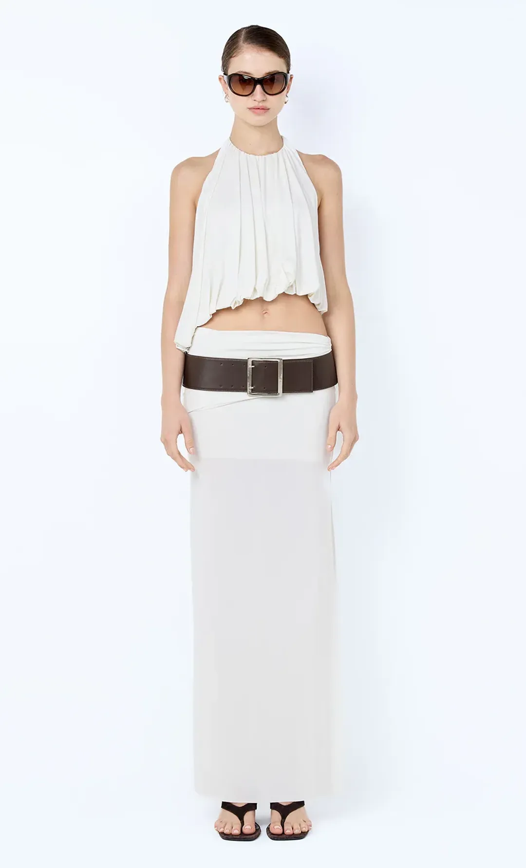 Bec and Bridge Cadence Racer Back Maxi Dress in Snow Cream White Size 8 for rent on The Volte - main image