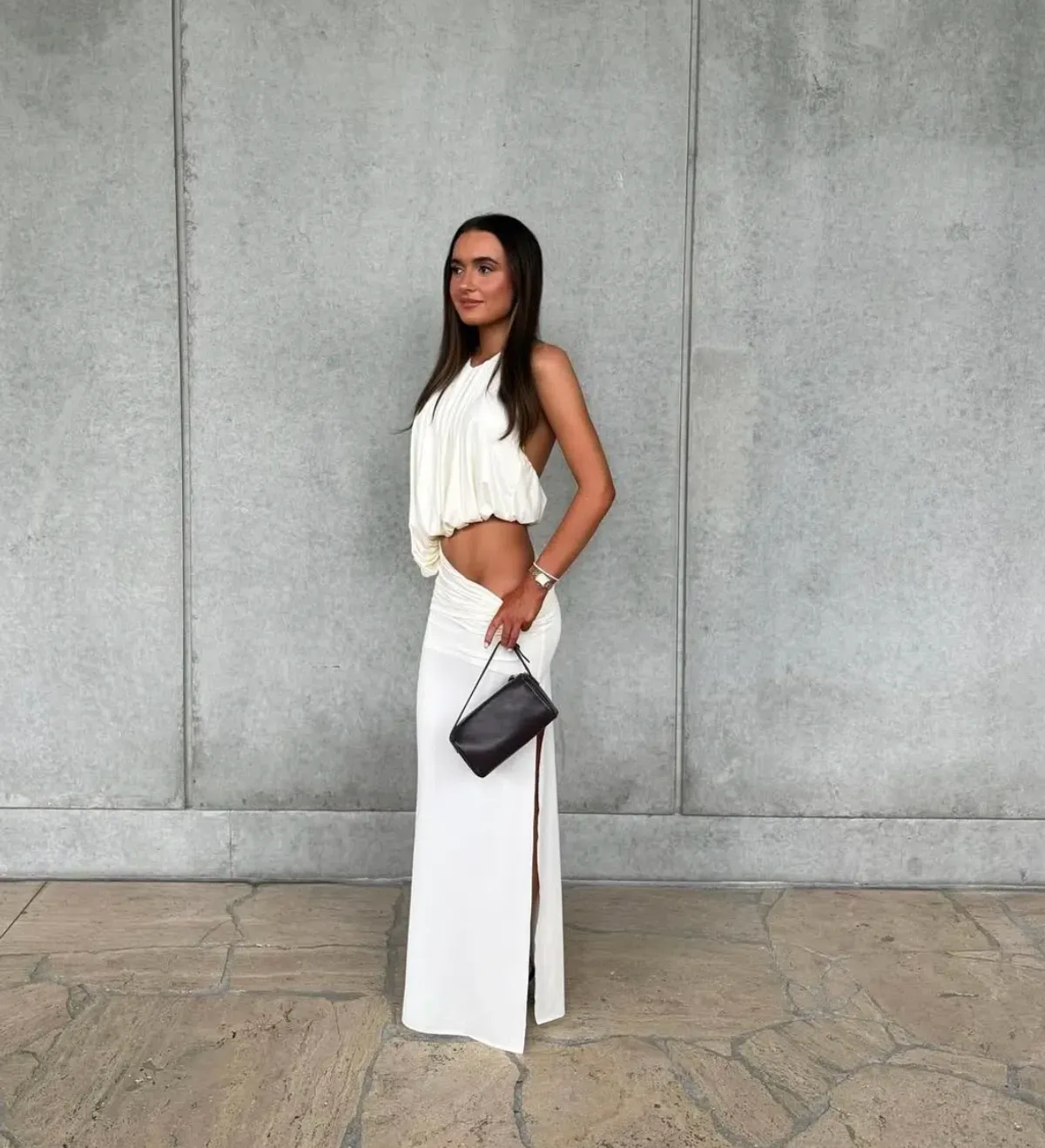 Bec and Bridge Cadence Racer Back Maxi Dress in Snow Cream White Size 8 for rent on The Volte - main image