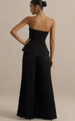 Club L London Feeling Good Black Bandeau Jumpsuit With Pleated Trouser size 10 for rent on The Volte - image 2