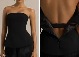 Club L London Feeling Good Black Bandeau Jumpsuit With Pleated Trouser size 10 for rent on The Volte - image 4