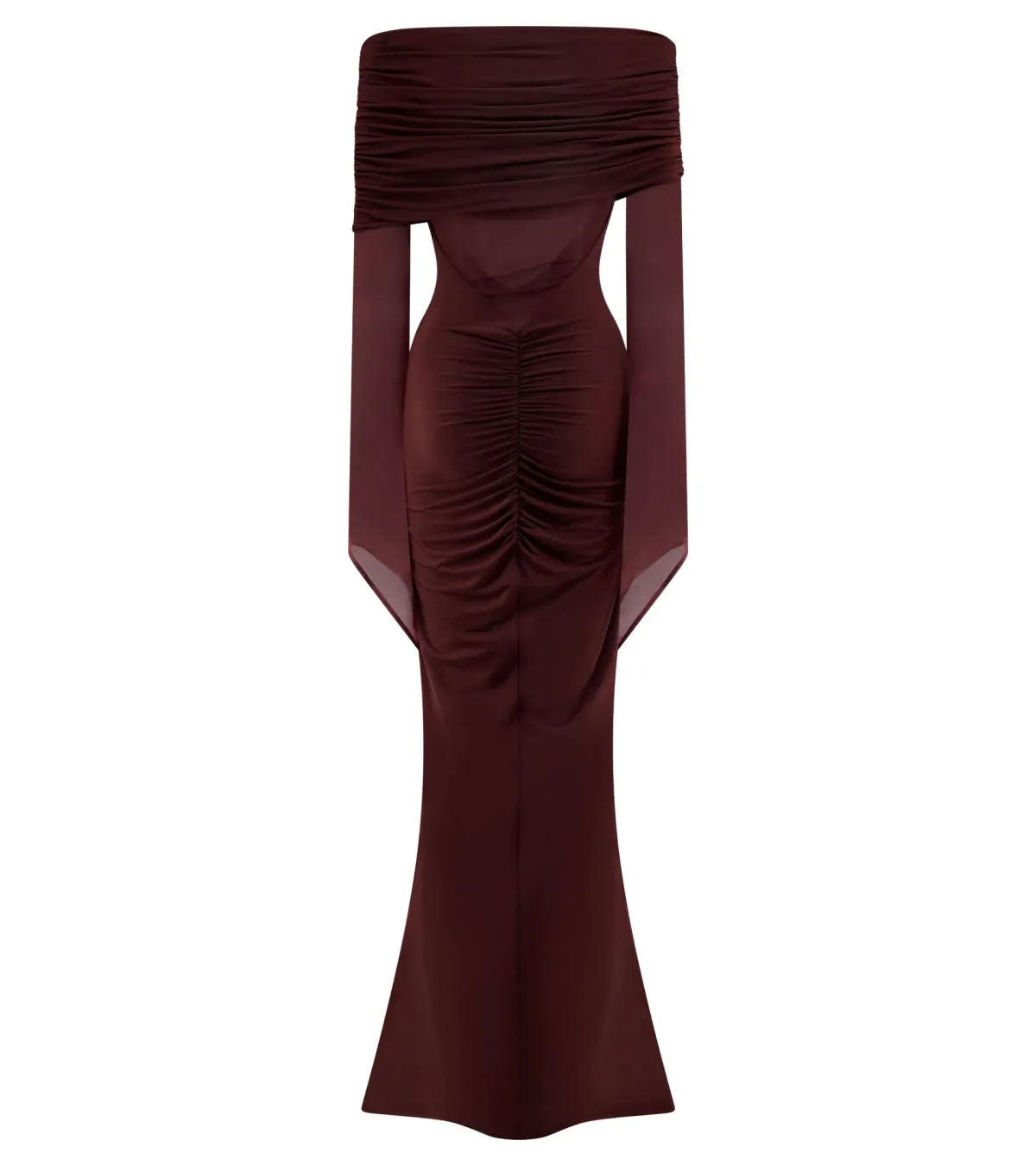 Meshki Kaitlin One Shoulder Slinky And Mesh Maxi Dress - Burgundy - Size 3XL / AU 18 - Image 3