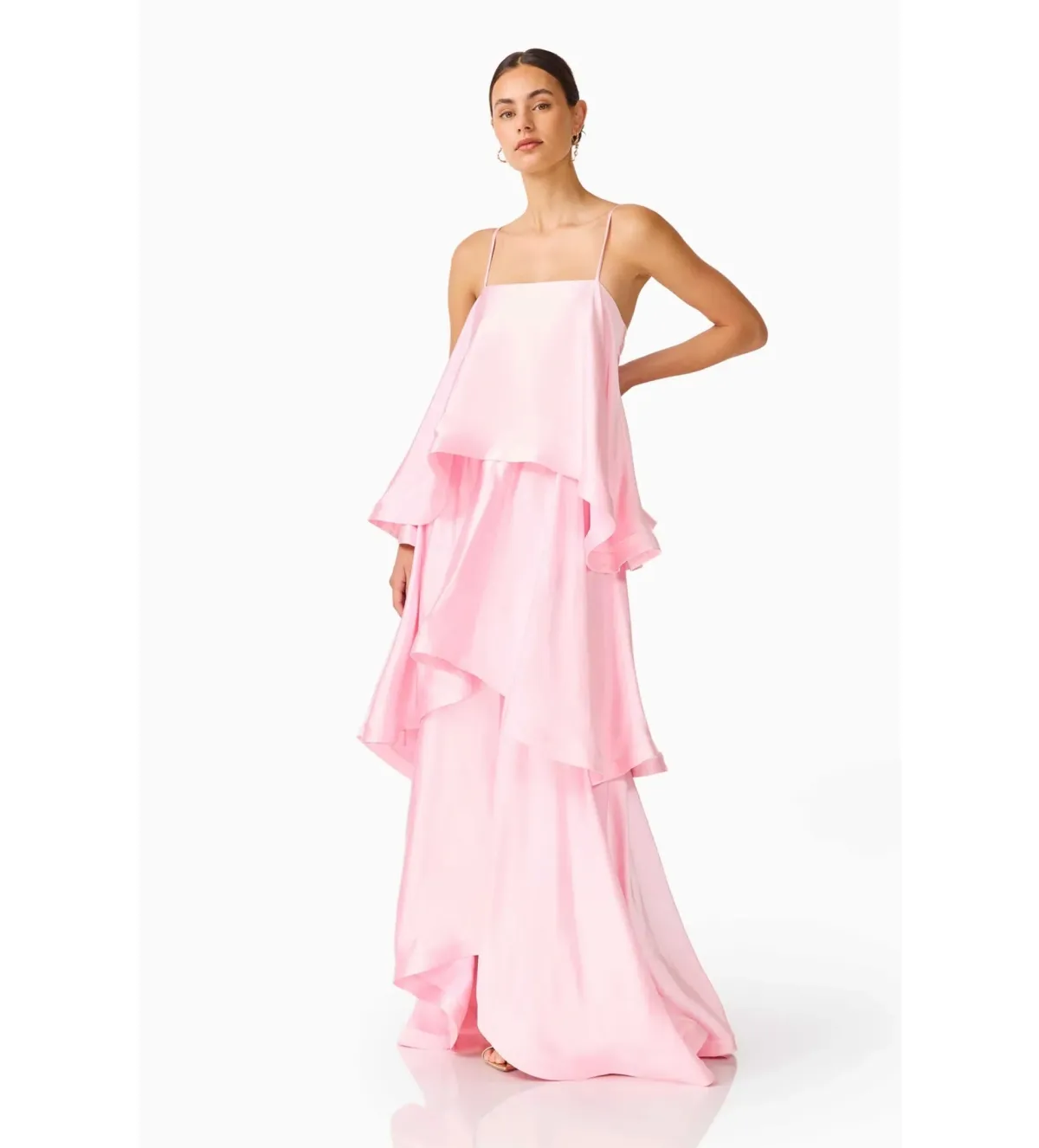 Elliatt Tilly Tiered Maxi Dress in Pale Pink Size 12 - Image 4