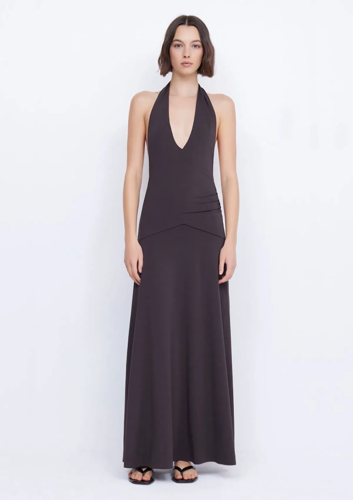 Bec & Bridge Blanche Halter Maxi Dress Espresso Brown - Image 1