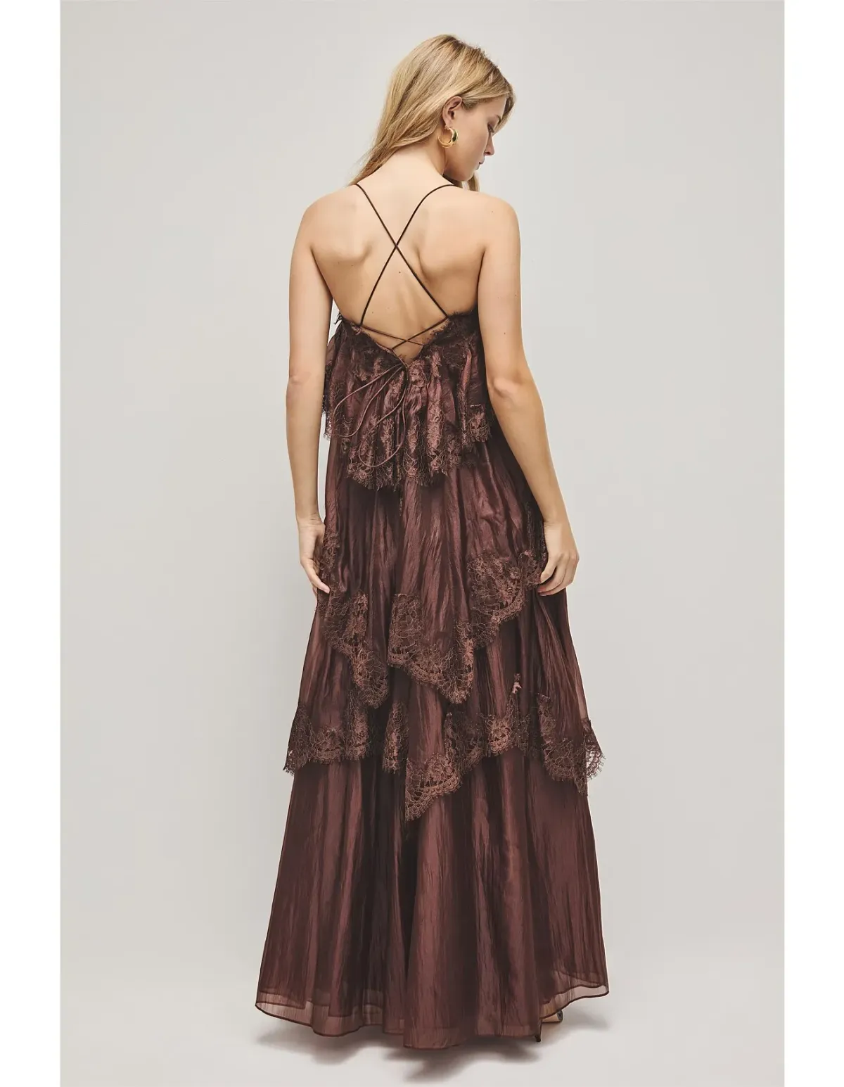 Aje Ophelia Lace Gown in Chocolate Size AU8 - Image 3