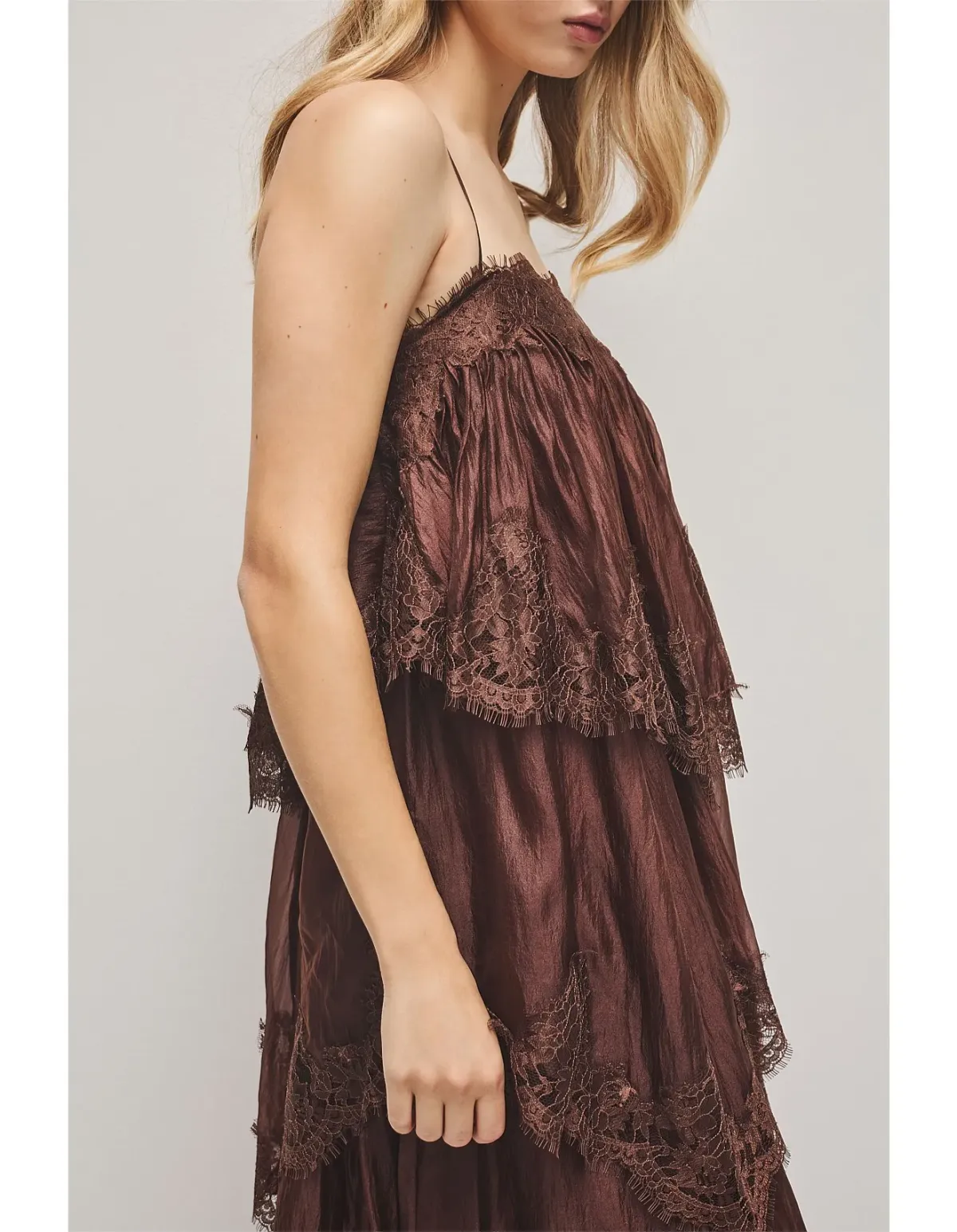 Aje Ophelia Lace Gown in Chocolate Size AU10 - Image 2