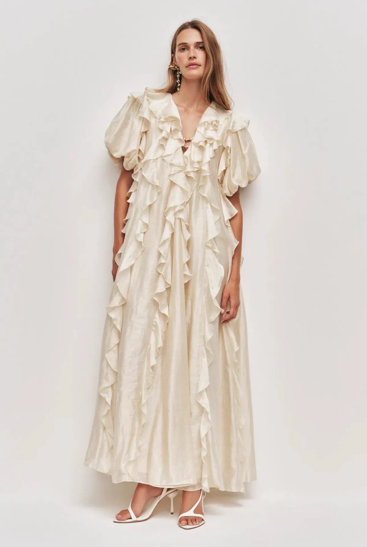 AJE VOYAGER MAXI DRESS Size 14 in Coconut Cream for rent on The Volte - main image
