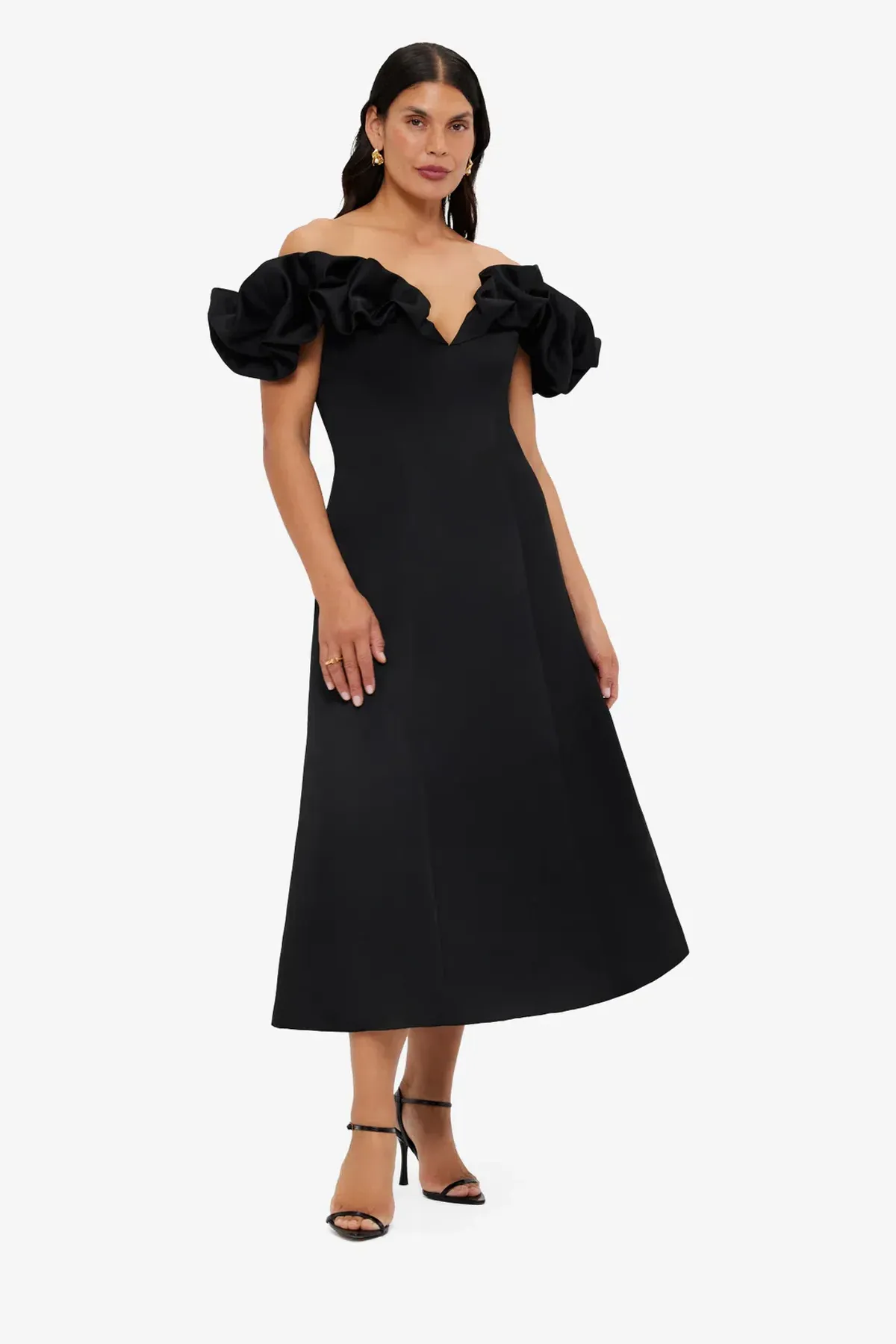 Leo Lin Annie Off Shoulder Midi Dress size 18 Black - Image 3