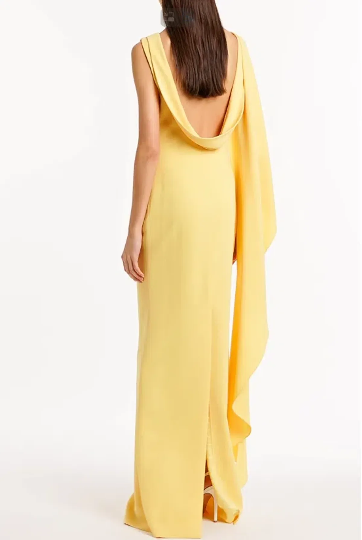 Carla Zampatti pollen crepe cowl back gown - mustard size 16 - Image 1