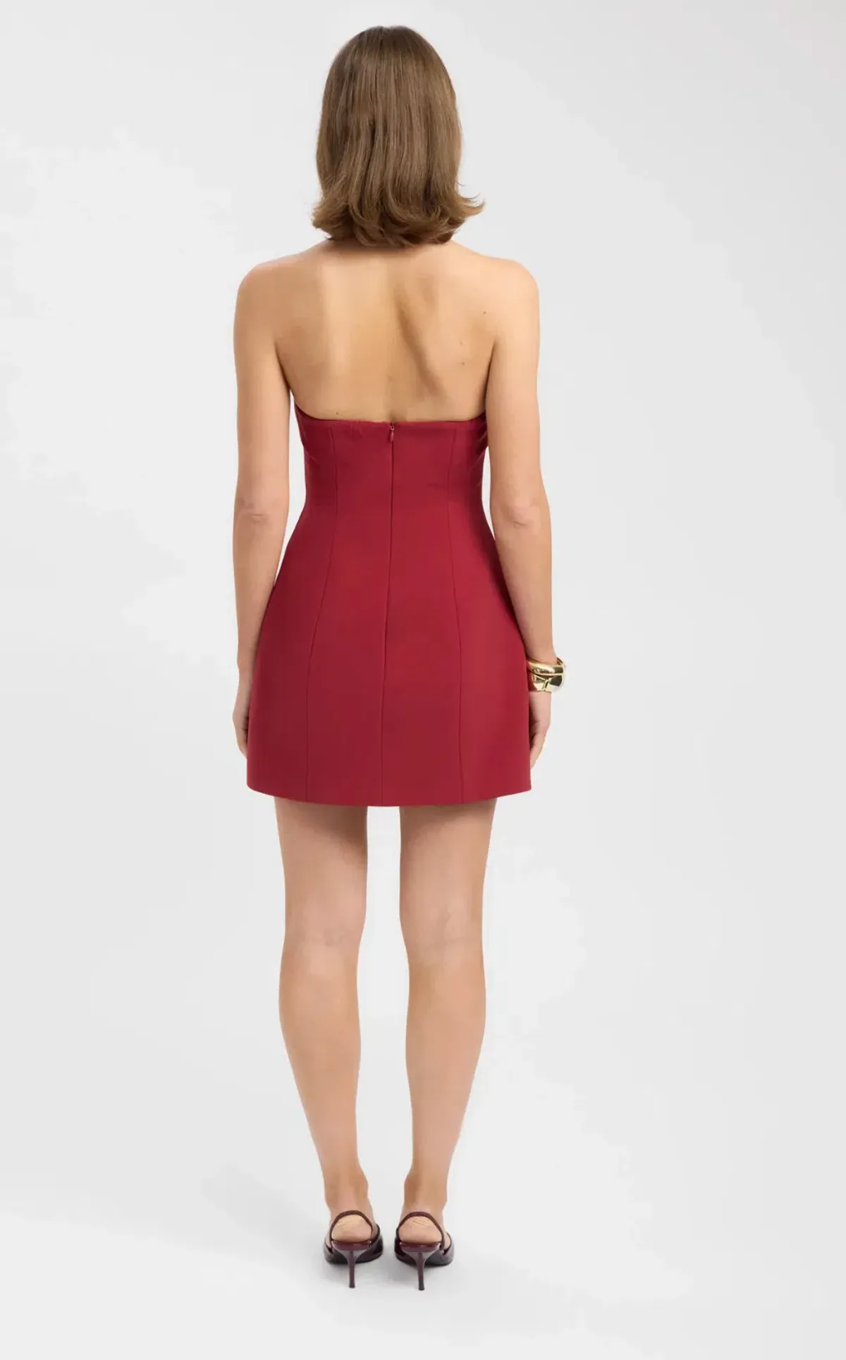 Kookai Alto Low Cut Mini Dress in Winery - Image 3
