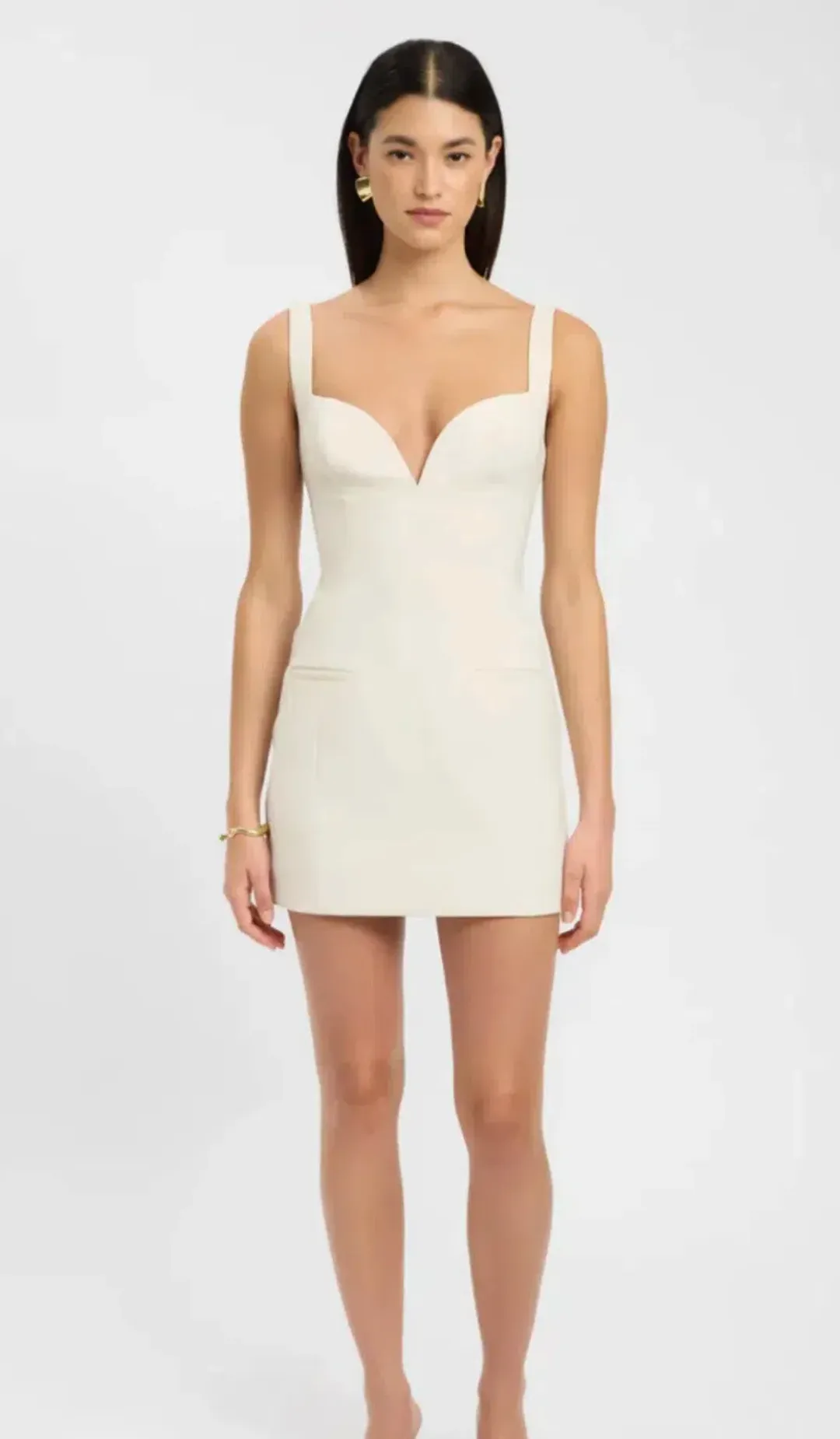 Kookai Alto Bustier Mini Dress in Almond Milk Size 12 for rent on The Volte - main image