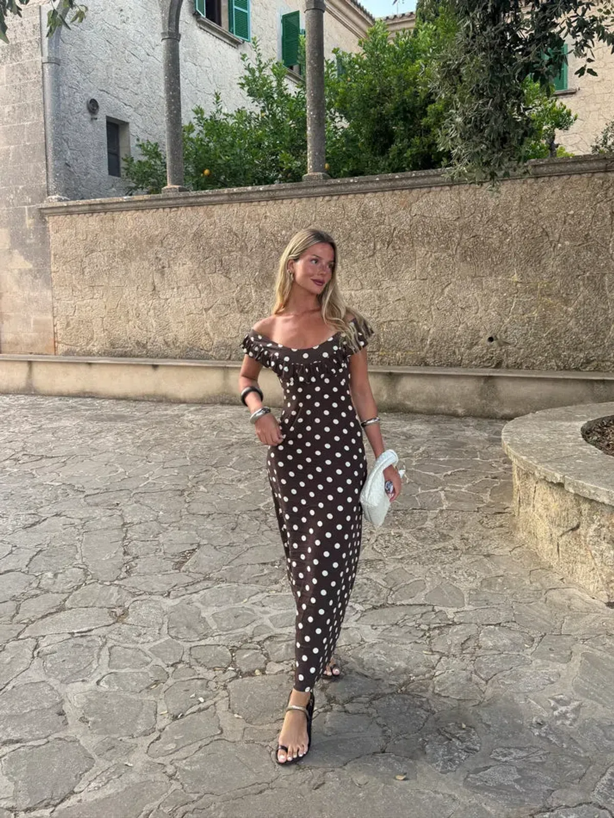 Luna Dress with Polka Dots - Brown/Yellow - Image 4