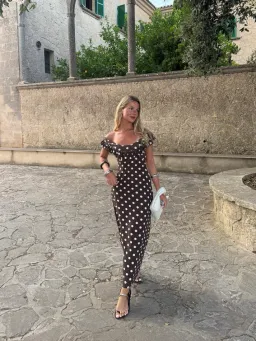 Luna Dress with Polka Dots - Brown/Yellow for rent on The Volte - image 4