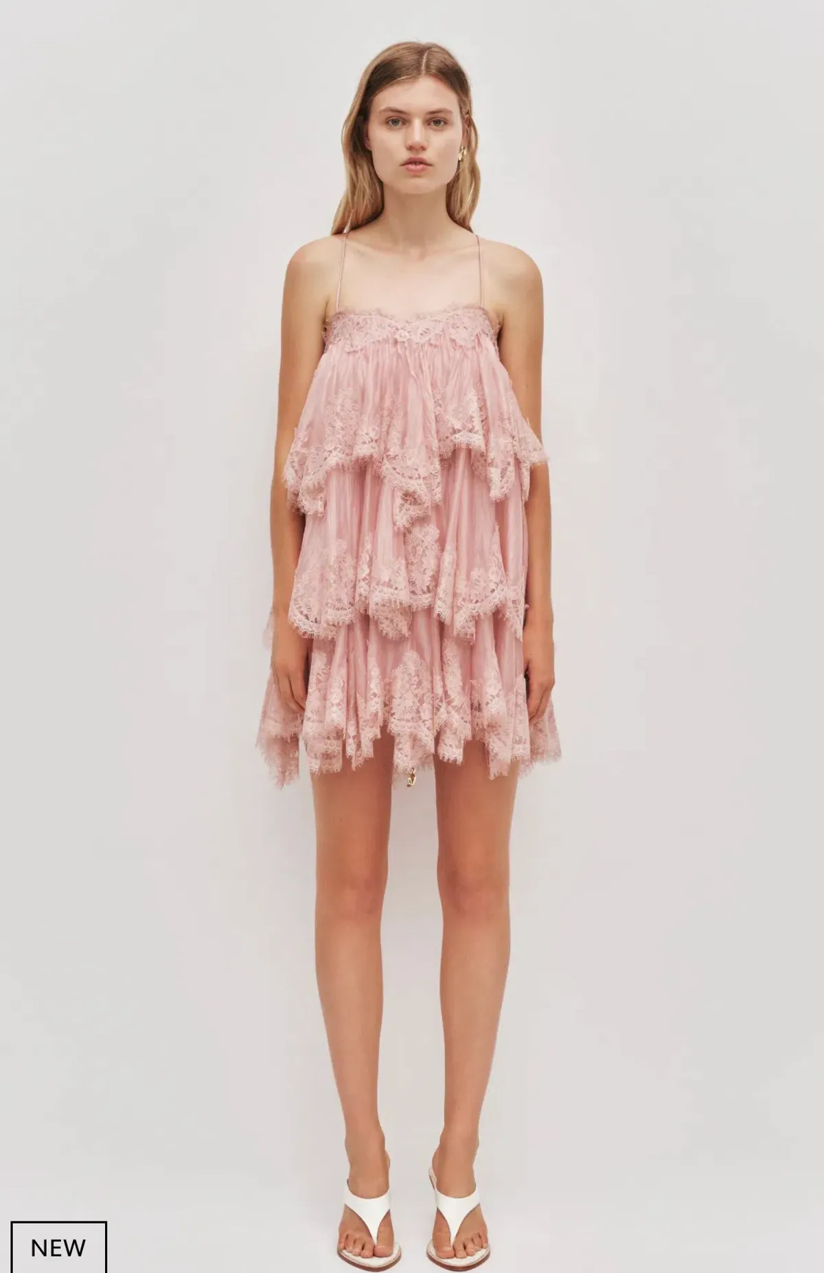 Aje Ophelia Lace Mini Dress Size 12 Fawn Pink - Image 3