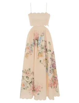 ZIMMERMANN HALLIDAY SCALLOP MIDI DRESS CREAM WATERCOLOUR FLORAL SIZE 1 / AU 10 for rent on The Volte - image 5