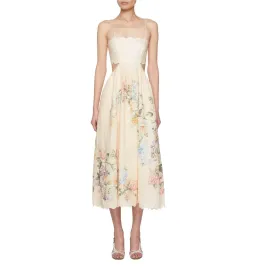 ZIMMERMANN HALLIDAY SCALLOP MIDI DRESS CREAM WATERCOLOUR FLORAL SIZE 1 / AU 10 for rent on The Volte - image 2