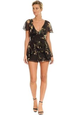 Zimmermann Maples Wrap Playsuit Black Bird Floral Size 6 for rent on The Volte - image 2