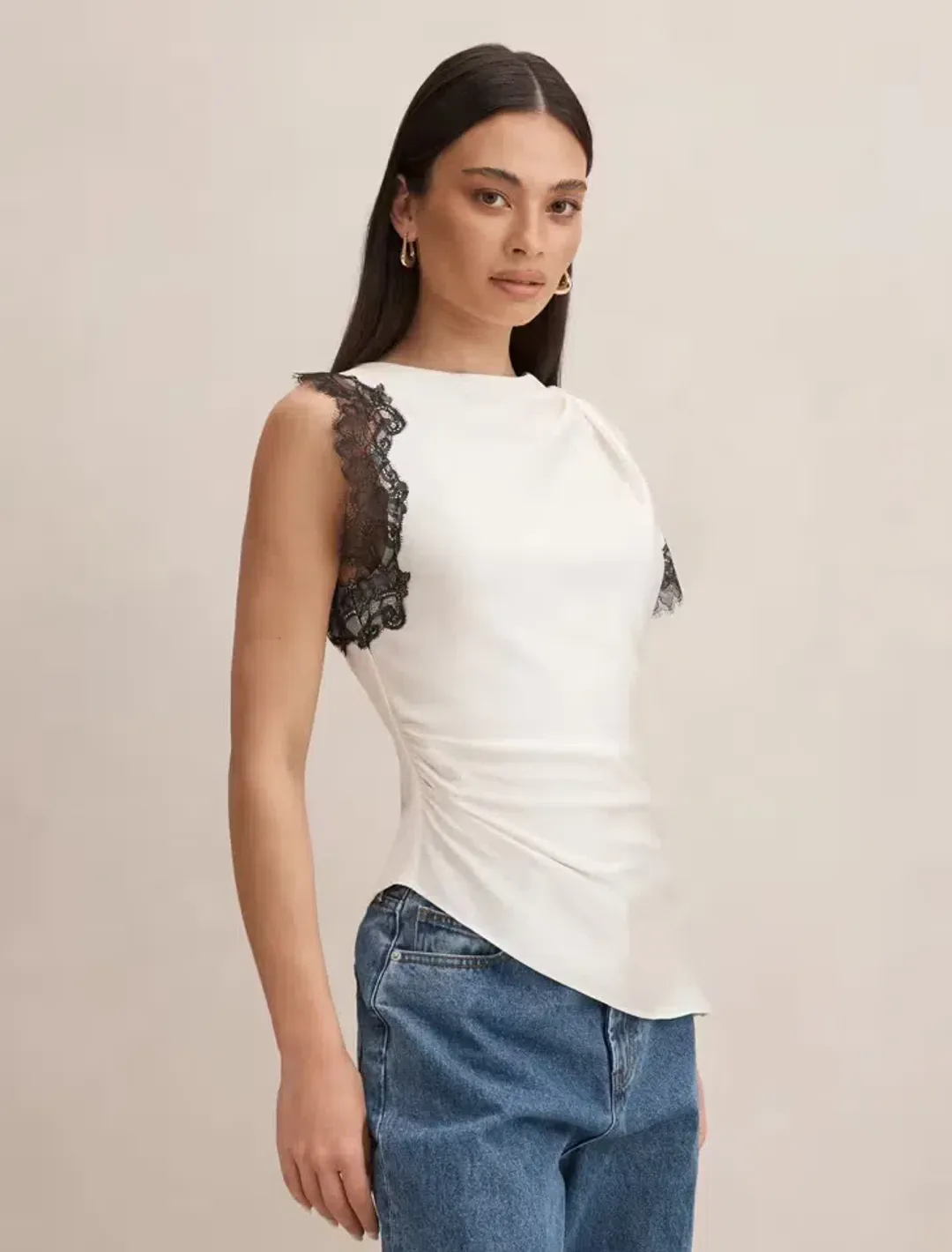 Forever New Dixie Asymmetric Lace Top Size 12 for rent on The Volte - main image