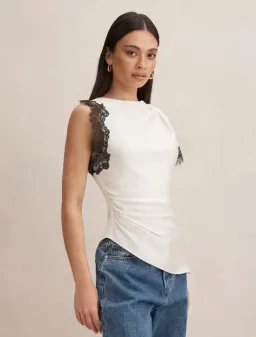 Forever New Dixie Asymmetric Lace Top Size 12 for rent on The Volte - image 3