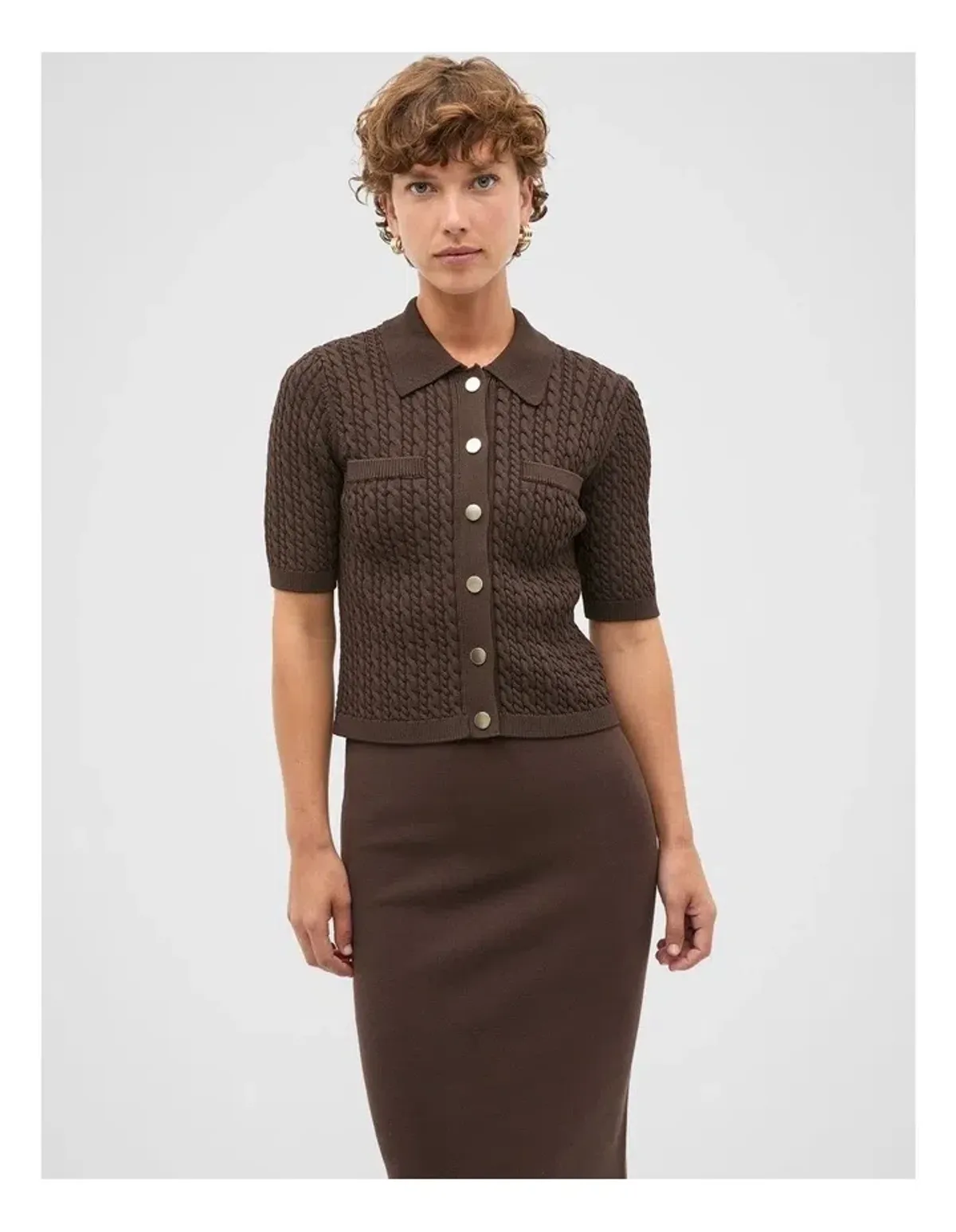 Seed Heritage Crepe Knit Cable Cardigan Size M - Image 1
