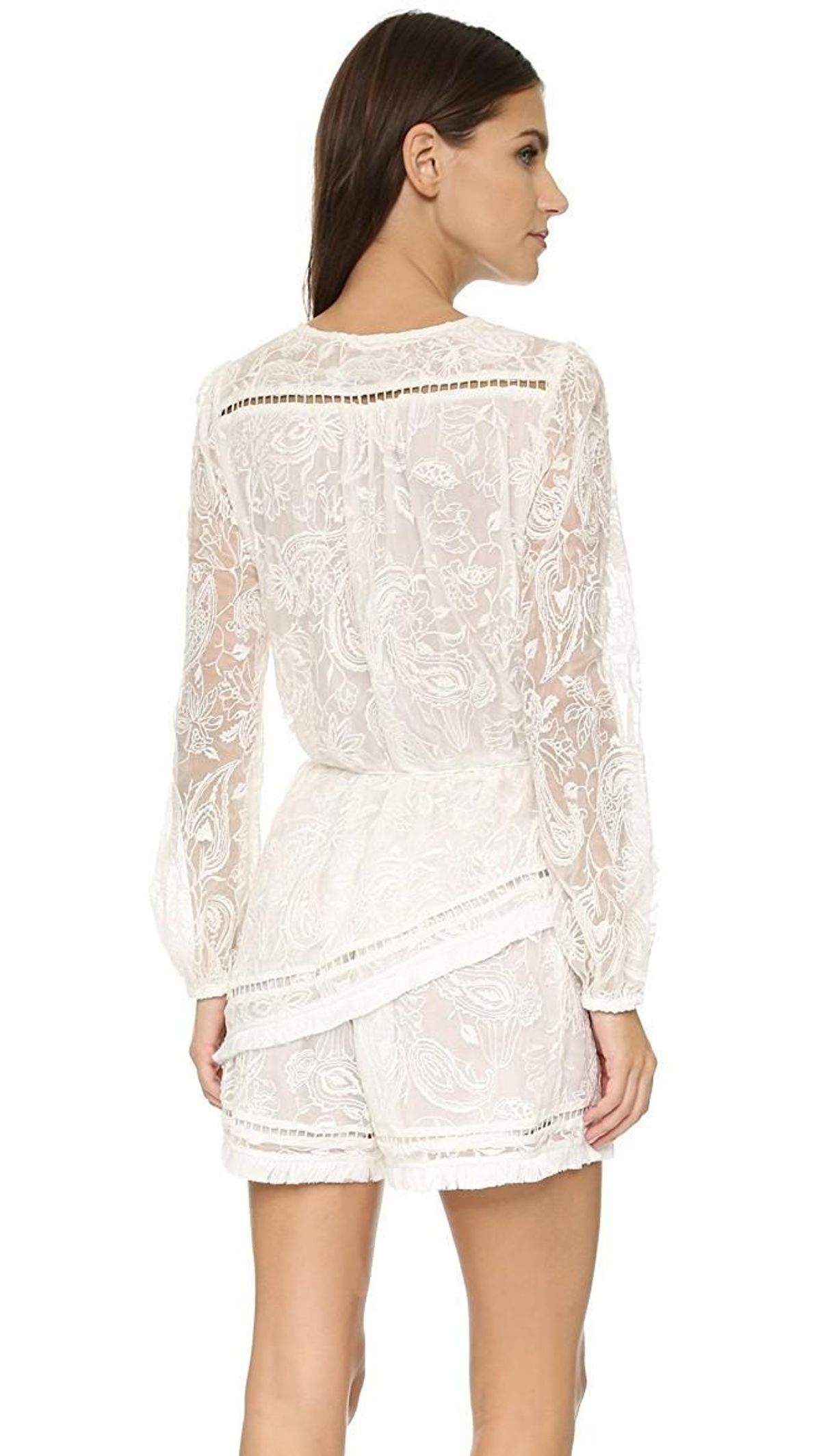 Zimmermann Henna Floating Fringe Playsuit White Ivory Size 6 - Image 4