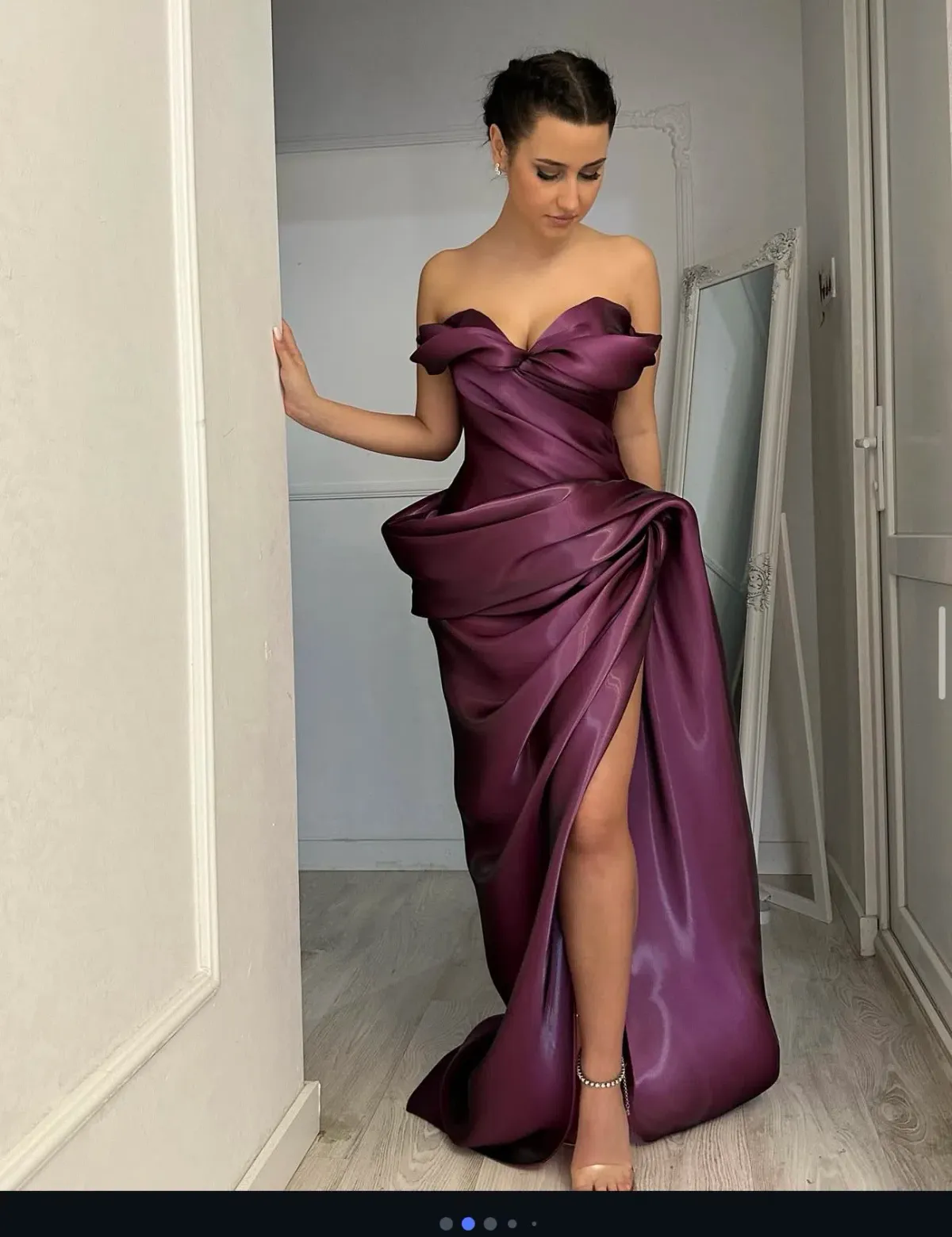 Atele Ankand Dress in Liquid silk material Deep Purple in size L-XL Corset back - Image 1