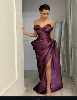 Atele Ankand Dress in Liquid silk material Deep Purple in size L-XL Corset back for rent on The Volte - image 1